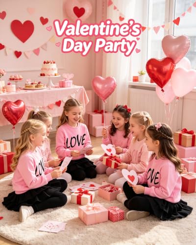 Image of Little Girls Outfits Clothes Toddler Long Sleeve Heart Print Hoodie Shirts Top + Leggings Kids Clothing Set