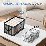 Aokeyee Congeler les corbeilles de l'organisateur - 4 Pack Grandes Corbeilles d'Organisateur Deep Freezer empilables pour 5 à 7 Cu.Ft congélateurs de poitrine facile obtenir des aliments sans digger (4, Noir, XL)