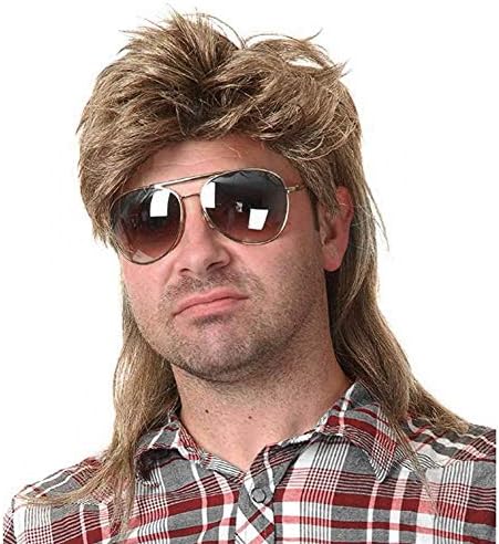 Kaneles Mullet Wigs for Men 80s Costumes Fancy Party Accessory Cosplay Halloween Wig (Light Brown)