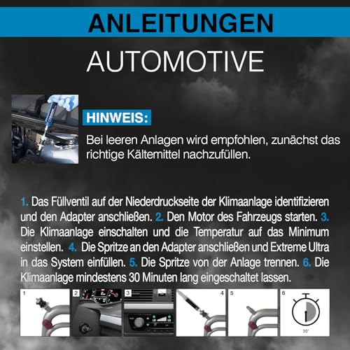 ERRECOM Extreme – 30 ml, Dichtmittel für Kft-Klimaanlagen mit Kältemittelgas R134a, inklusive Adapter für Niederdruckseitiges Füllventil R134a