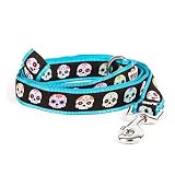 THE WORTHY DOG Halloween Pattern Stylish Dog Leash, 5ft Length, Skeletons