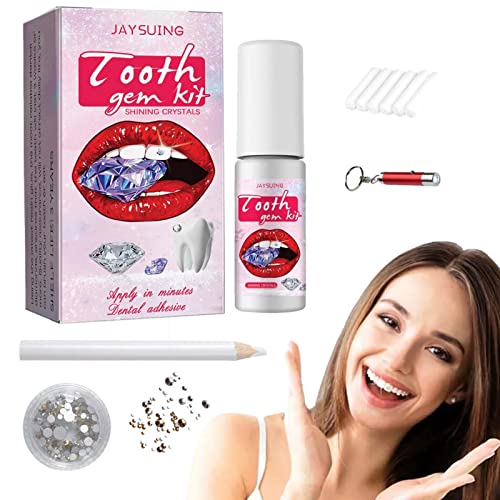 Zceplem Kit de Gemas para Dientes,Kit de Piedras Preciosas de joyería de Dientes de Larga duración con luz de curado de Rollos de algodón - Adornos de Dientes para Mujeres Gemas de Dientes temporales Cover