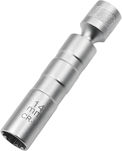 Spark Plug Socket,14mm Ultra Thin Spark Plug Socket Wrench, Long Reach Spark Plug Removal Tool for Tight Engine Spaces