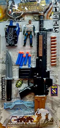 Smart Picks Pubg Theme Gun Set with Super Force Gun,Bullets, Soft Bullets,Knife,Glairs and More