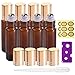 JamHooDirect 8 x 10 ml ätherische Öle, nachfüllbare bernsteinfarbene Glasflaschen mit goldenen Deckeln, inklusive 12 Aufklebern, 1 Pipette und 1 Öffner, ideal für Aromatherapie, Duft