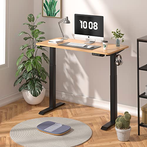 Meilocar Height Adjustable Electric Standing Desk, Sit Stand Computer Desk With Memory Controller, Home Office Desk Computer Workstation 48" X 24" Tabletop (Walnut Top + Black Frame) #TOP1