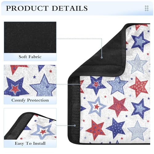 Image of Seat Belt Cover Pad 2 Pcs Soft Seat Strap Cover Cute Protector Support Head Neck Shoulder for Car Seats High Chair Backpack (6.5x6.5in) Usflag