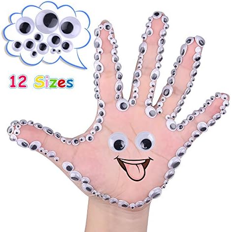 KUUQA 1220 Pieces Mixed Wiggle Googly Eyes Self Adhesive Googly Eyes DIY Scrapbooking Crafts Toy Accessories (Assorted Sizes)