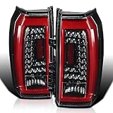 SPEC-D TUNING Jet Black Housing Red LED Bar Tail Lights Compatible with 2015-2020 GMC Yukon Denali SLE SLT, 2015-2020 GMC Yukon XL Denali SLE SLT, Left + Right Pair Assembly
