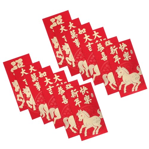Enveloppes rouges premium à paillettes dorées et motifs chevaux pour célébrations, 60 pcs