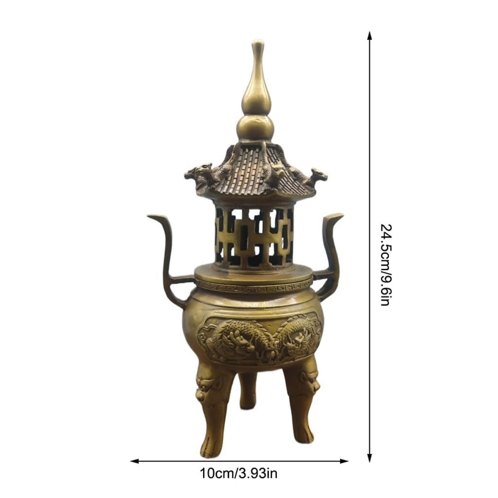 Incensiere a Cascata Ornamenti for bruciatori di incenso Decorazione Feng Shui for la casa in legno di sandalo Oggetti da collezione antichi Bruciatore di incenso in ottone Brucia Incenso In Ceramica