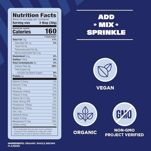 Manitoba Harvest Whole Organic Flaxseed, 5g Plant Based Protein and 9g Omegas 3 & 6 per 30g Serving - Perfect for Smoothies, Yogurt & Cereal - Non-GMO, Organic, Vegan, 10oz (Pack of 1) - Thumbnail 5