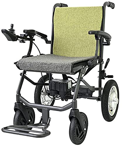 KUAW Ayuda para Caminar eléctrica Silla de Ruedas eléctrica Ligera Plegable con cojín Transpirable y extraíble Diseño de Pedales de aleación de Aluminio Plegable ensanchado