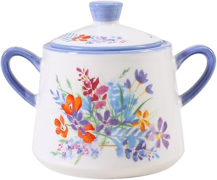 London Pottery Porcelain Afternoon Tea Sets, Cups & Saucer, with Teapot Sugar Pot Milk Jug, Dessert Stand for Wedding, Party Viscri Meadow Sugar Pot-350ml-11.8 OZ
