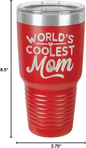 Miniatura 9 de WORLDS COOLEST MOM RED Vaso de bebida de 30 oz con pajita Taza de viaje grabada con láser con citas divertidas Comparar con Yeti Rambler Idea de