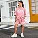 Klyatpxoen Size 12 13 Years Teen Girl's Tracksuit Sets 2 Piece Outfits Pink Vacation Tee Top and Drawstring Waist Shorts(12-13Y)