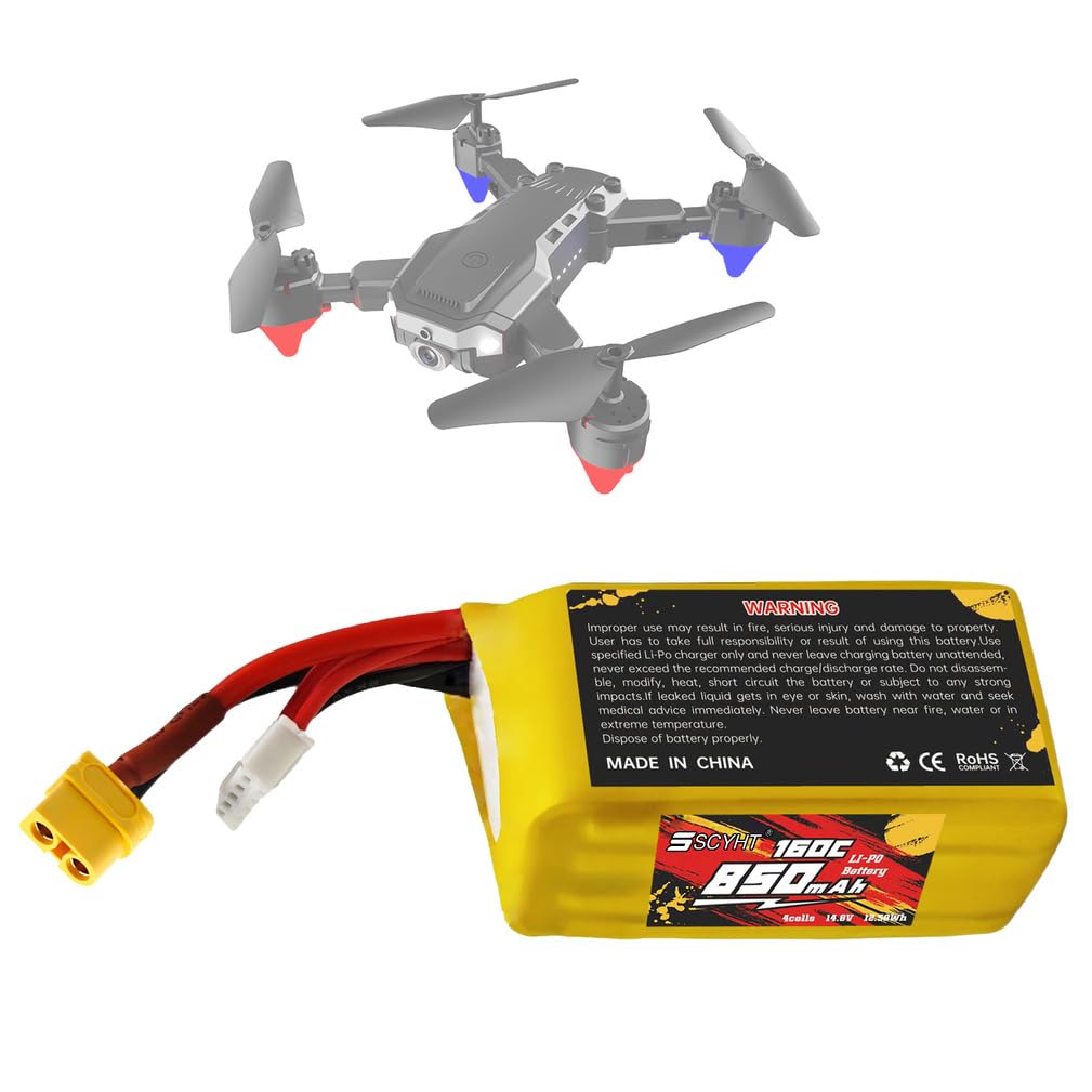Batteria al litio 14,8 V 4S Batteria Lipo 160C Batterie ricaricabili 850 mAh Batterie droni per aeromodelli con porta XH-4S per motori da 13 W max,14.8v850mah 160c xt60 u