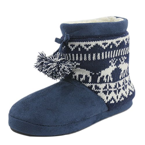 Women's Warm Winter Indoor Slipper Gohom Fuzzy Slip on House Shoe for Women Boots House Brown US Size 5/6