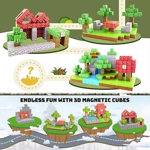 Image of Pitinxa 48 Pieces Magnetic Tiles Magnet for Girls Boys Sensory Magnetic Blocks Building Toys for Kids Preschool Learning Montessori Toy for 3 Year Old Toddler Age 3+