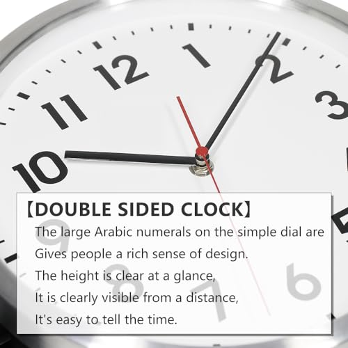 Reloj de pared doble cara aluminio analógico silencioso miniatura 3