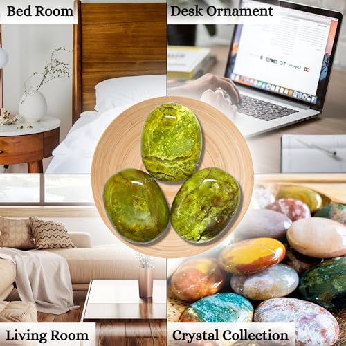 Image of Amazing Gemstone Green Opal Crystals and Healing Stones - Large Palm Stone Crystals Piedra - Crystal for Good Luck, Balanced Positive Energy, Meditation - Unique Stocking Stuffers Gifts for Women, Men