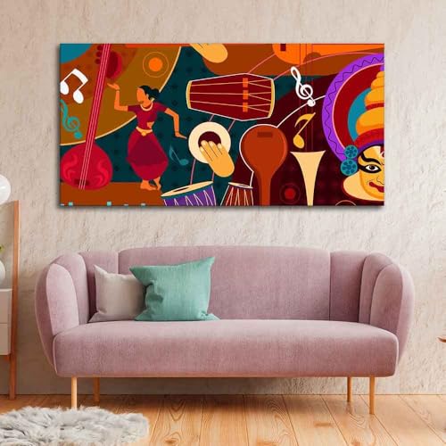 Image of VIBECRAFTS Canvas Paintings for Living Room Drawing Room Dance & Music Instruments Canvas Wall Painting for Homedecore|Office|Gift|Livingroom|Bedroom(PTVCH 2399N)(48 x 24 Inches)