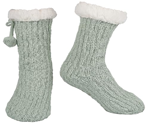 BenSorts Women Non Slip Winter Thick Slipper Socks with Grippers Warm Fuzzy Socks Christmas Gifts