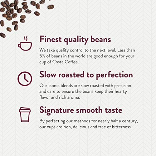 Costa Coffee Whole Bean Coffee, Medium Roast, 2 bags (12oz each), Rainforest Alliance Certified