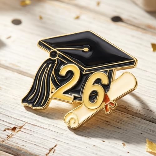 Image of Landical 6 Pcs 2026 Graduation Enamel Lapel Pins Bulk Class of 2026 Graduation Gifts Cap Souvenir Emblem Badges Diploma Design for High College Teacher School Student Accessories