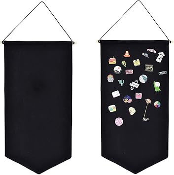 2pcs Cotton Canvas Wall-Mounted Brooch,Wall Hanging Jewelry Display Storage Set for Pin and Brooch CollectionsA