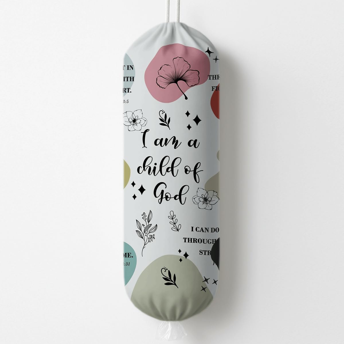 Plastic Bag Holder, with God All Things Are Possible Plastic Bag Holder, Reusable Trash Bags Organizer Home Decor, Christian Inspirational Gift for Women Plastics Bags Holders with Bible Verse