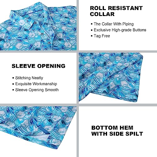 SAMERM Mens Golf Shirt Short Sleeve Print Performance Moisture Wicking Dry Fit Polo Shirts for Men,GreyNavy M — view 3