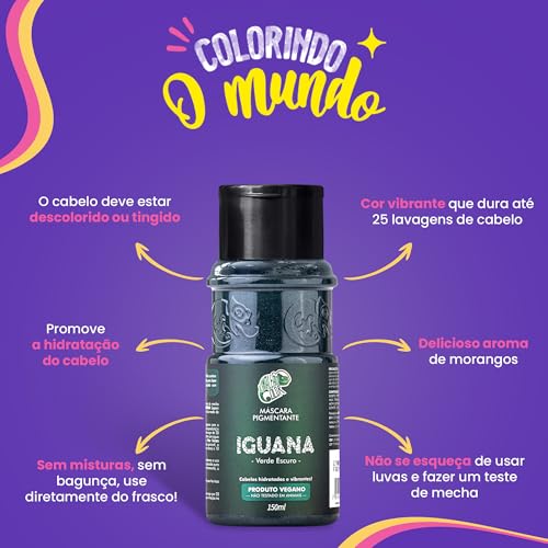 Kamaleão Color – Máscara Pigmentante Semi-Permanente, Iguana - Cores Vibrantes e Hidratação Intensa