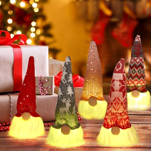 DAJASD Weihnachtswichtel Figuren LED, 5pcs 20cm Weihnachtsdeko,...