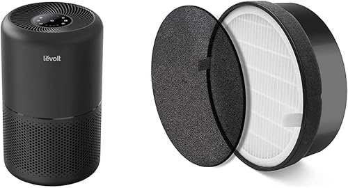 LEVOIT Purificador de aire para alergias en el hogar, pelo de mascotas en el dormitorio, negro y filtro de repuesto para purificador de aire