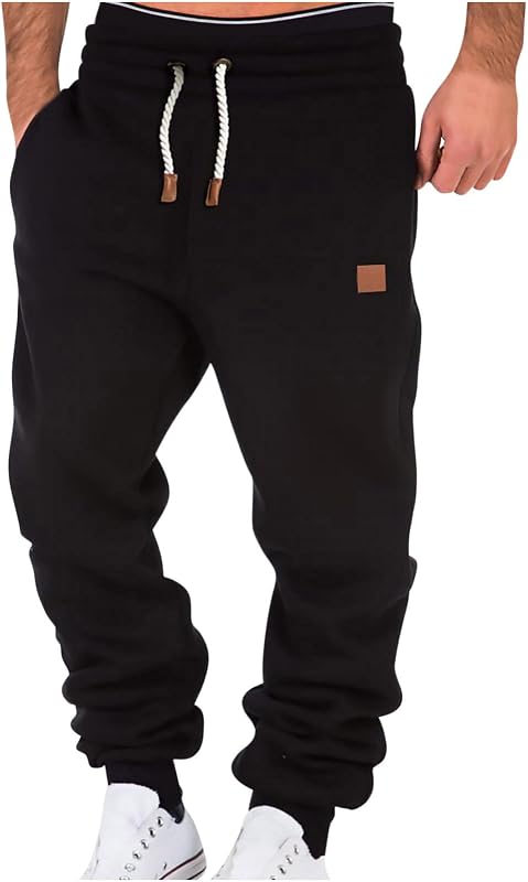 Pantalones de chándal de algodón para hombre Casual Loose Fit Pantalones de chándal grandes y altos con cordón Workout Athletic Running