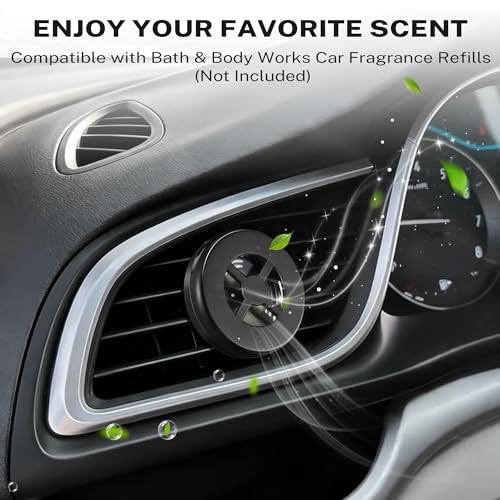 Image of 2 Pack Car Fragrance Holder Compatible with Bath & Body Works Refills (Not Included), Air Freshener Vent Clip or Visor Clip, Refillable Scent Holder, Easy to Open Car Diffuser (Classic Black)
