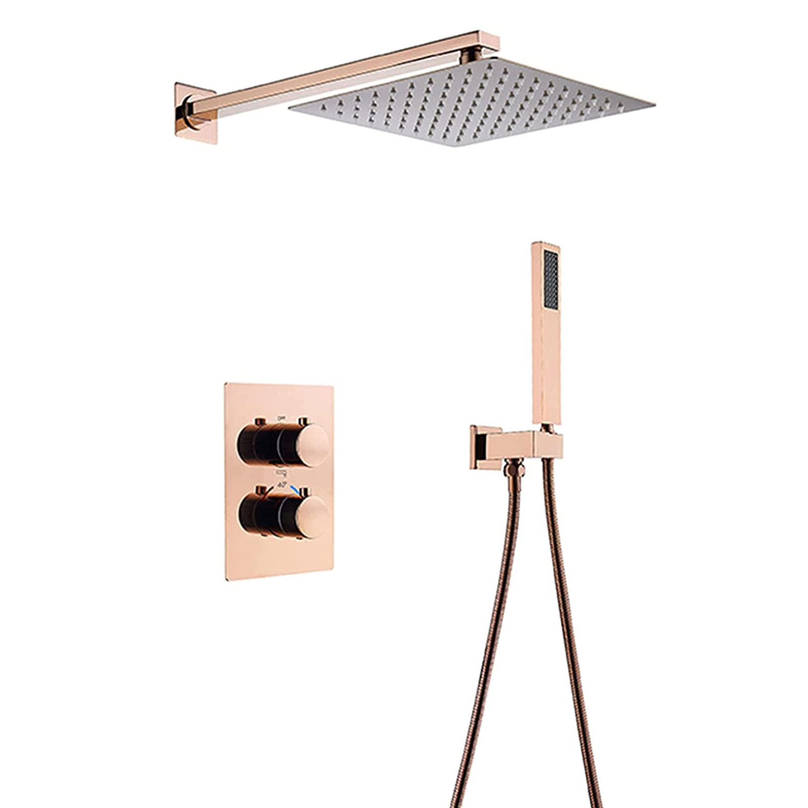 Système de douche or rose en pluie de luxe pour salle de bain moderne
