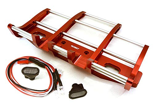 Integy RC Model C27116RED CNC Alloy Front Bumper w/LED for Tamiya 1/14 King Hauler & Globe Liner