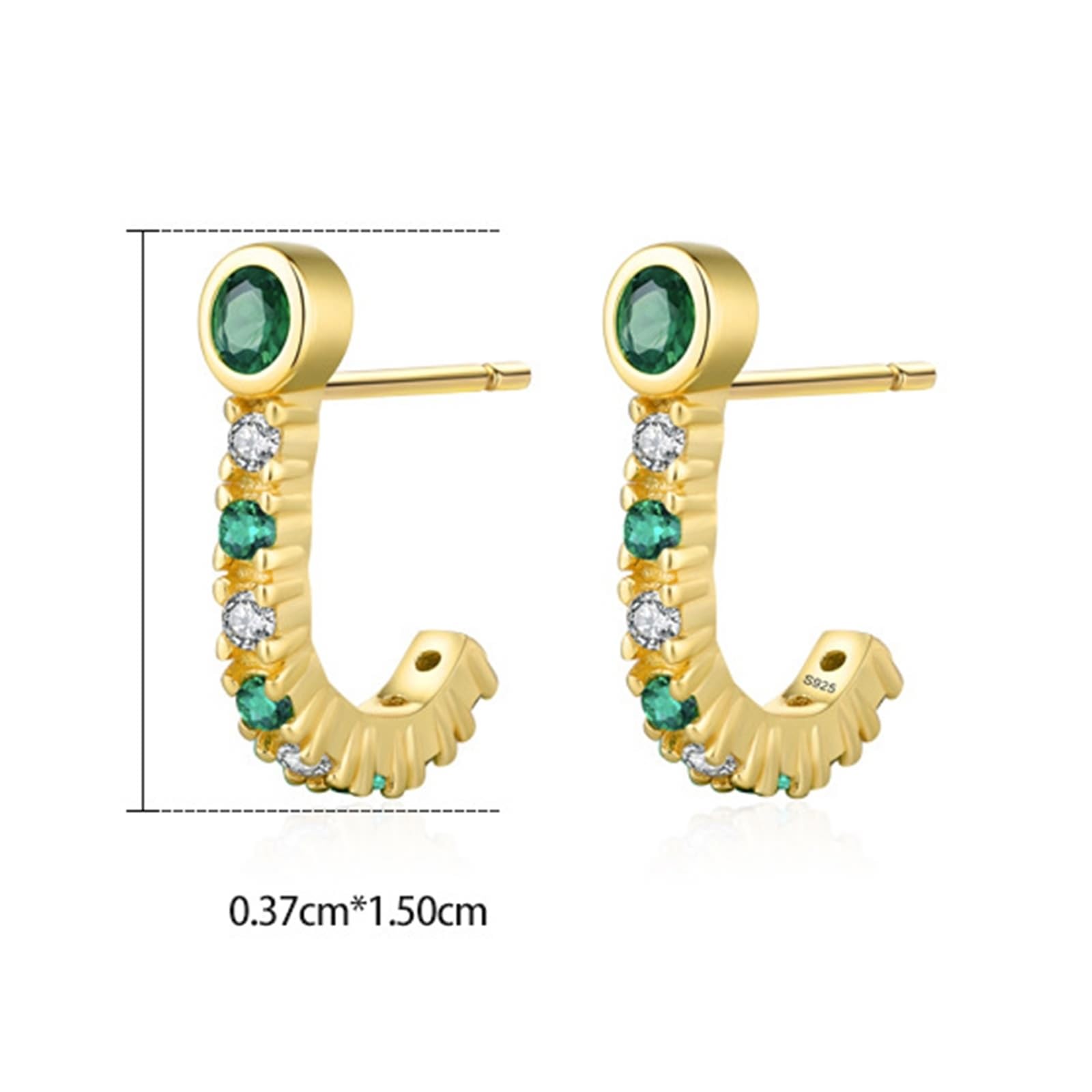 Pendientes de oro 375 con esmeralda verde de laboratorio, letra J, oro amarillo de 9 quilates, pendientes de moissanite