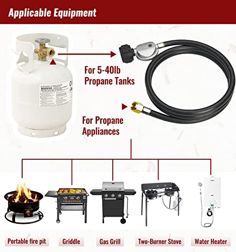 Calpose 2 Feet Propane Hose With Regulator, Universal Gas Grill Regulator And Hose For Blackstone 28''/36'' Griddle, Weber Grill, Propane Fire Pit And More, 3/8" Female Flare For Most Lp Gas Grills #TOP1