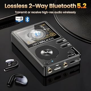 HIFI WALKER H2, High Resolution MP3 Player with Bluetooth5.2, DSD DAC, HiFi Portable Digital Audio Player Lossless High-Res Music Player with 64GB Memory Card, Support Up to 512GB