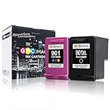 GPC Image 2 Pack Remanufactured Ink Cartridge (InkLevel Chip) Replacement for HP 901XL 901 CC654AN (1 Black, 1 Tri-color) for HP Officejet J4550 4500 J4680 J4580 J4524 J4624 J4640 4500 G510A Printers