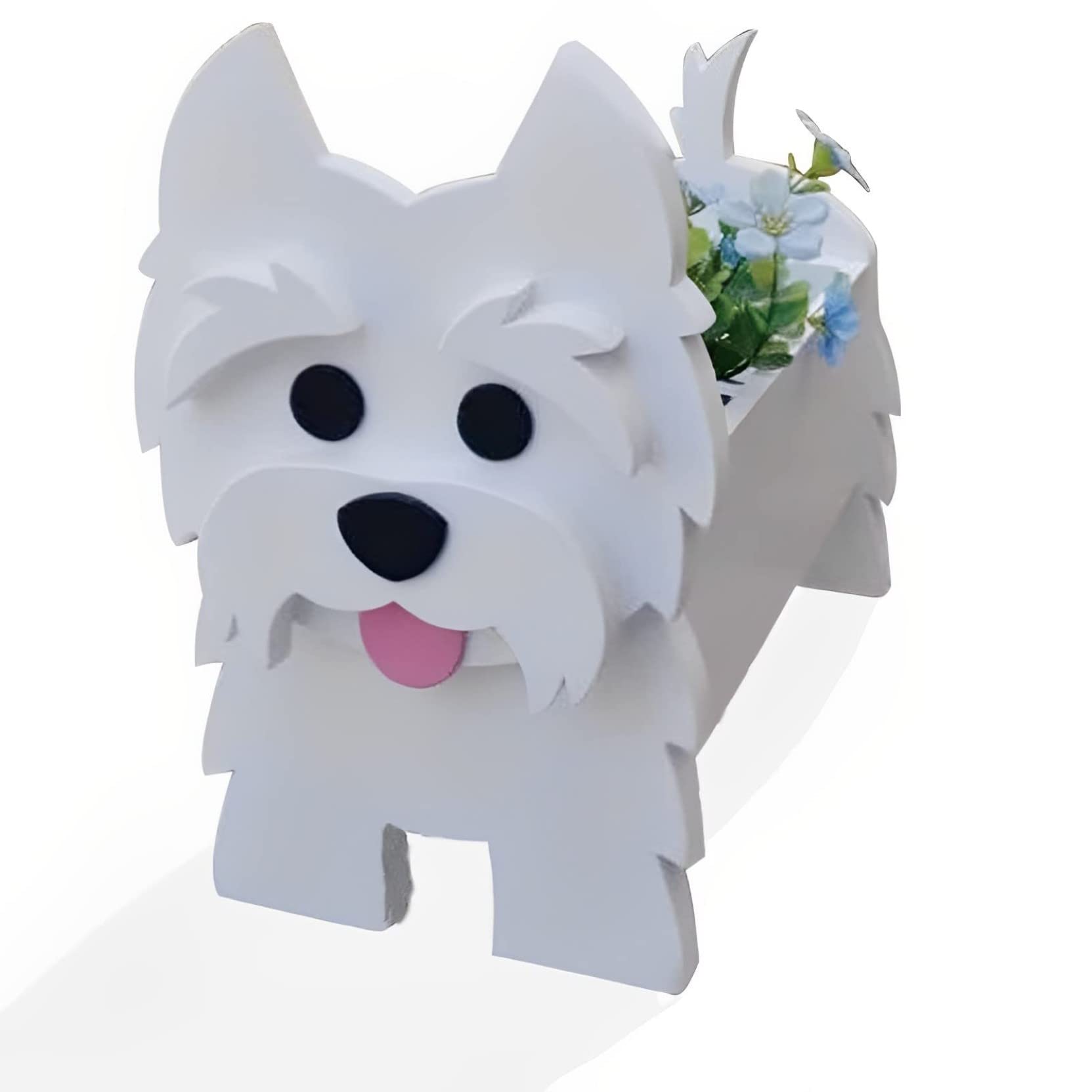 HLASMSPE West Highland Terrier Planter Plant Pot, Flower Pot For Garden Decora, Small Pupy Gifts for Women, Dog Shape Plant Container Holder Dog Storage Box, 43 * 25cm
