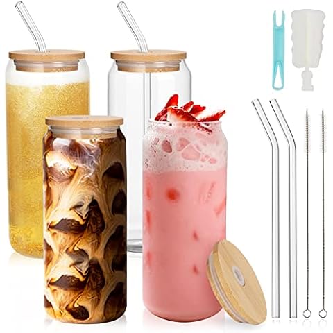 UHAPEER 4 Pack Can Shaped Glasses Set Cover