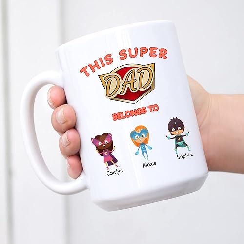 Taza personalizada de superhéroe para papá, regalo para el día del padre, con texto en inglés "This Daddy Belongs Tow", taza divertida para la