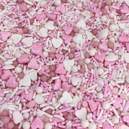 Image of Manvscakes Edible Metallic Sprinkles Mix with Assorted Shapes and Sizes for Parties, Cookies, Ice Cream, Cake and Cupcake Decorating, 4 oz(Rose Gold and Pink)