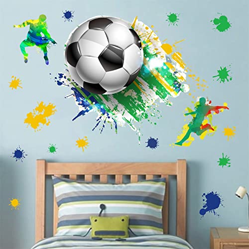 3D Football Stickers Football Wall Stickers for Bedrooms for Boys Soccer Wall Decals Removable Football Players Wall Decals Sport Wall Art Stickers for Kids Room Playroom Teens Room Gift Accessories - Image 3