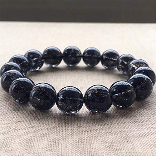 12.5Mm Natural Black Rutilated Quartz Crystal Stretch Round Beads Women Men Bracelet Certificate Aaaaa #TOP1