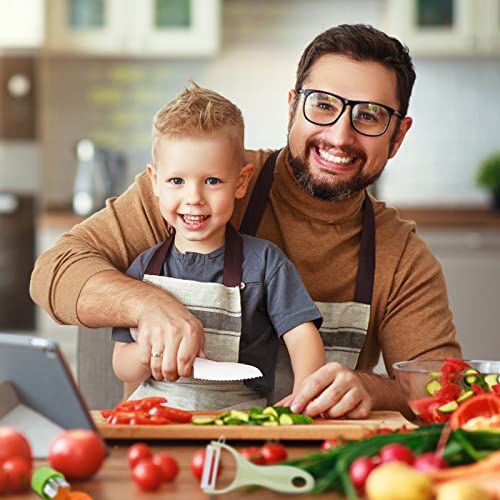 Montessori Kids Knives for Real Cooking, 13 Pieces Wooden Kids Kitchen Knife Set Include 4 Serrated Edges Plastic Toddler Knife,Crinkle Cutter Y Peeler Cutting Boards and Wood Toddler Safe Knife - Thumbnail 4